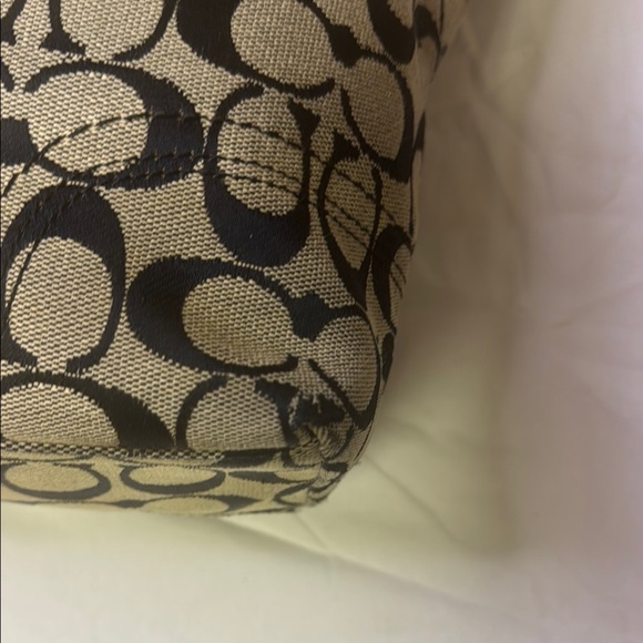 Coach Black and Tan Signature Tote with Leather Handles and leather Coach wallet - Picture 9 of 17